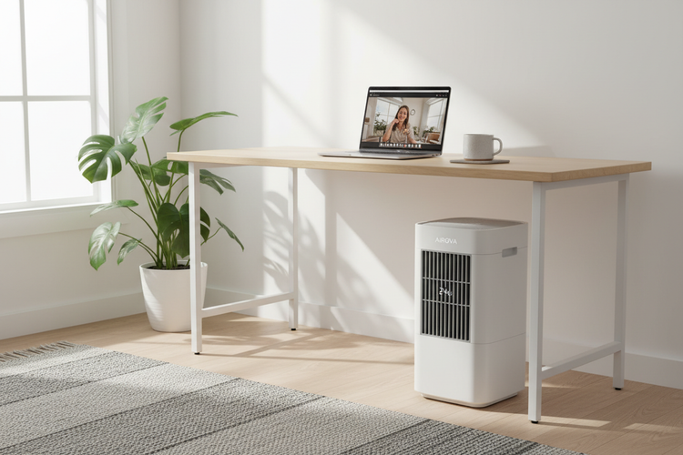 AIROVA N1 set up and ready in a home office