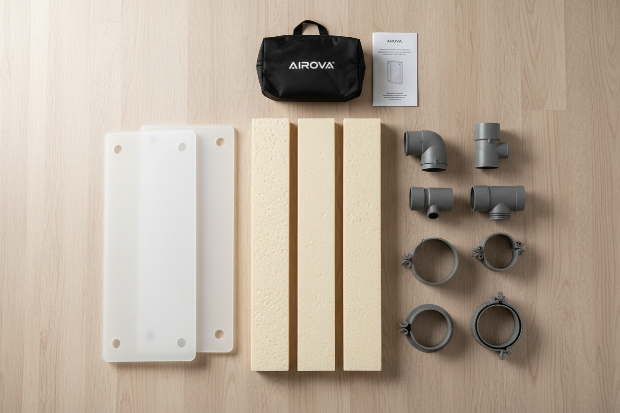 AIROVA Window Sealing Kit flat lay components